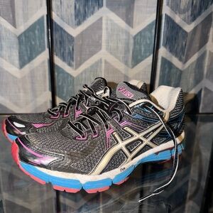 ASICS Women's Black, Pink, and Blue Athletic Shoes